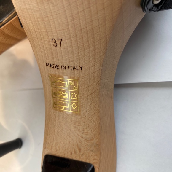 Louis Vuitton Mules BLACK monograM MINI LIN GRENADINE leather 37 heels PLATFORM - Picture 10 of 10